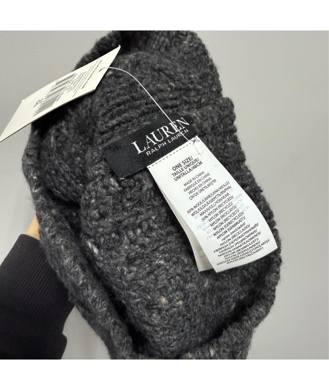 RALPH LAUREN Серая шерстяная шапка, фото 4