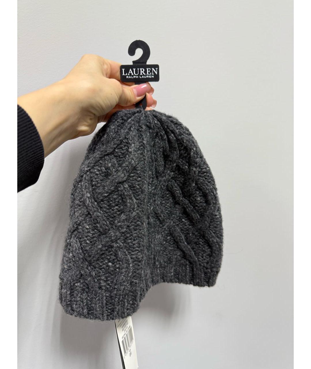 RALPH LAUREN Серая шерстяная шапка, фото 2