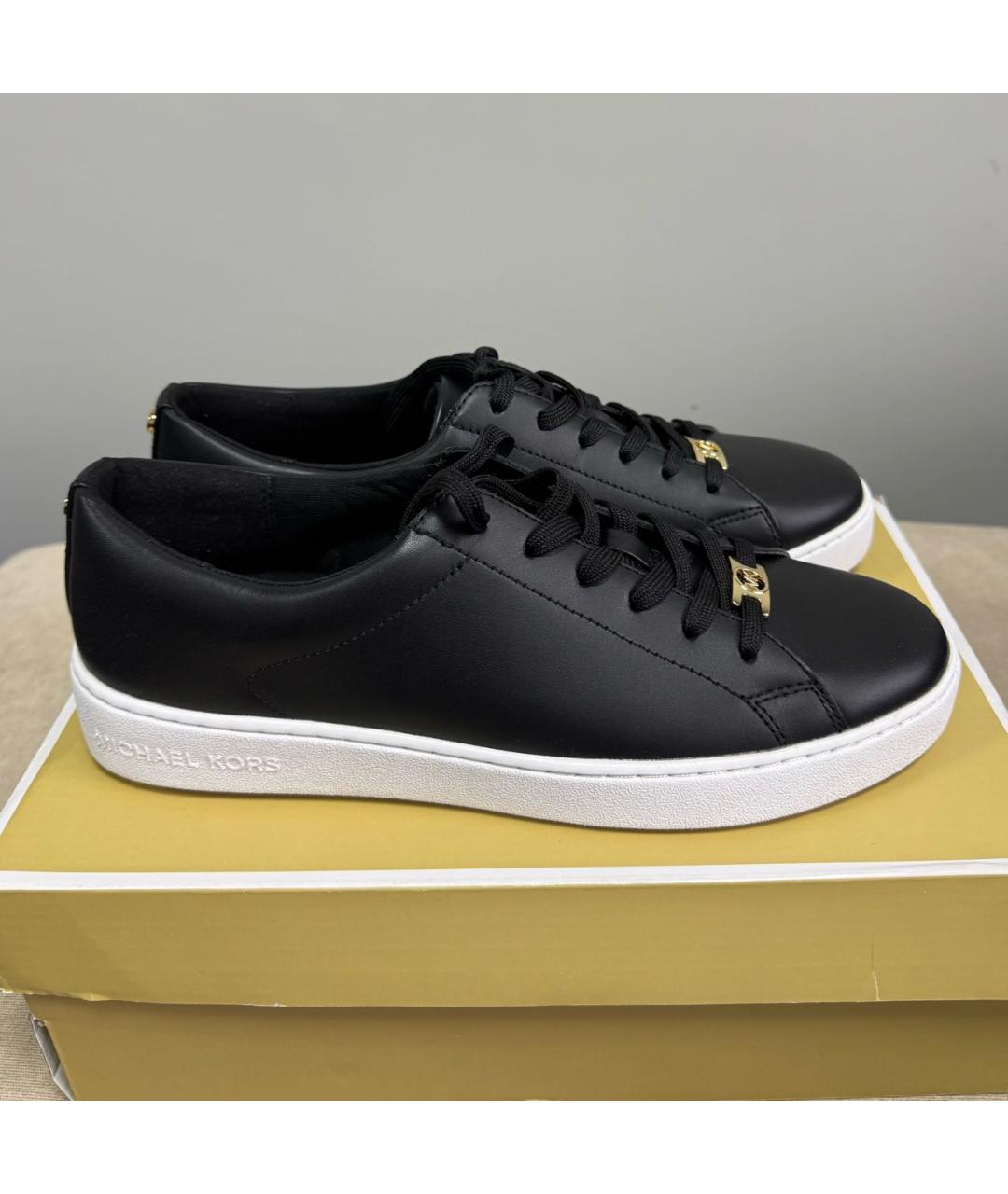 MICHAEL KORS Черные кожаные кеды, фото 5