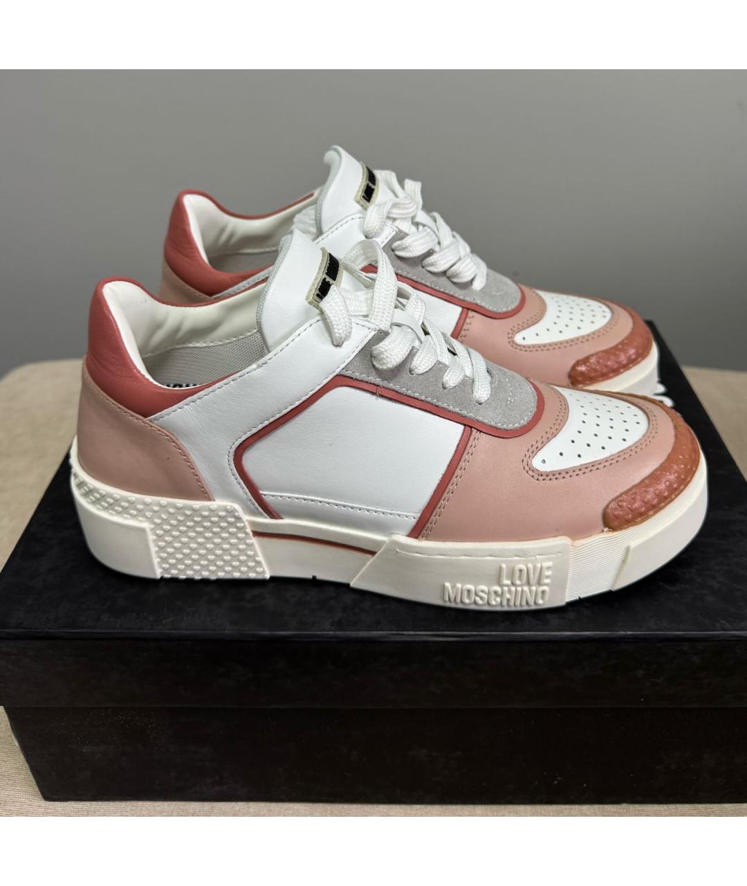 LOVE MOSCHINO Розовые кожаные кеды, фото 5