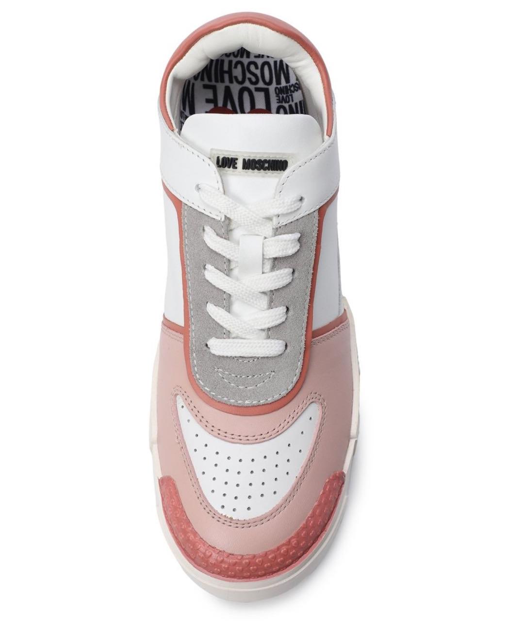LOVE MOSCHINO Розовые кожаные кеды, фото 4