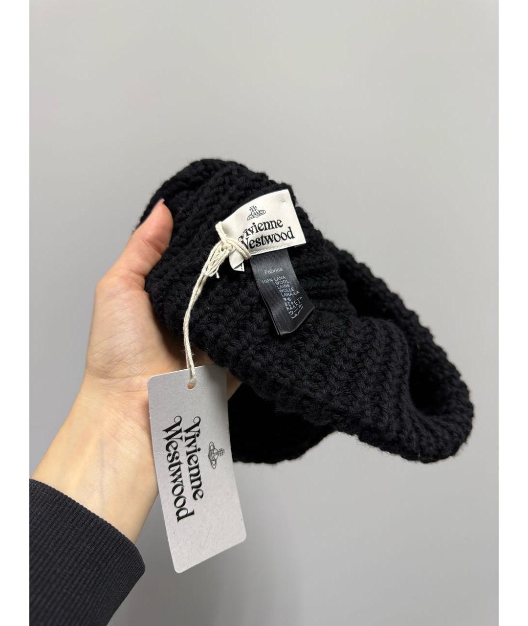 VIVIENNE WESTWOOD Черная шерстяная шапка, фото 3