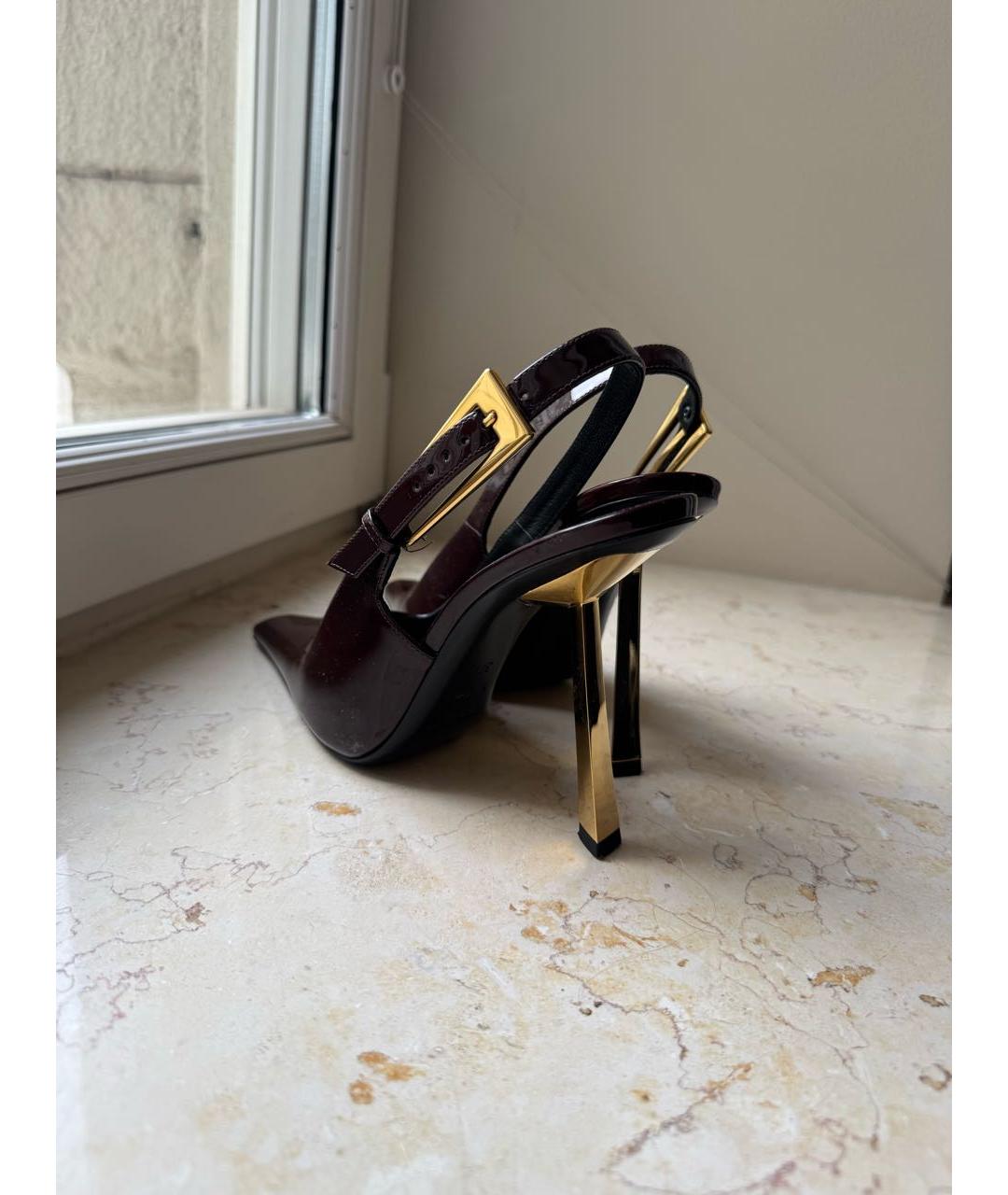 SAINT LAURENT Бордовые кожаные туфли, фото 4