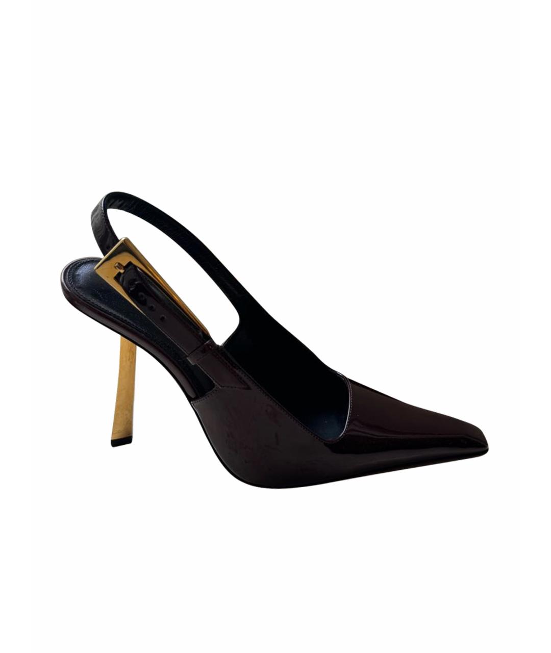 SAINT LAURENT Бордовые кожаные туфли, фото 1