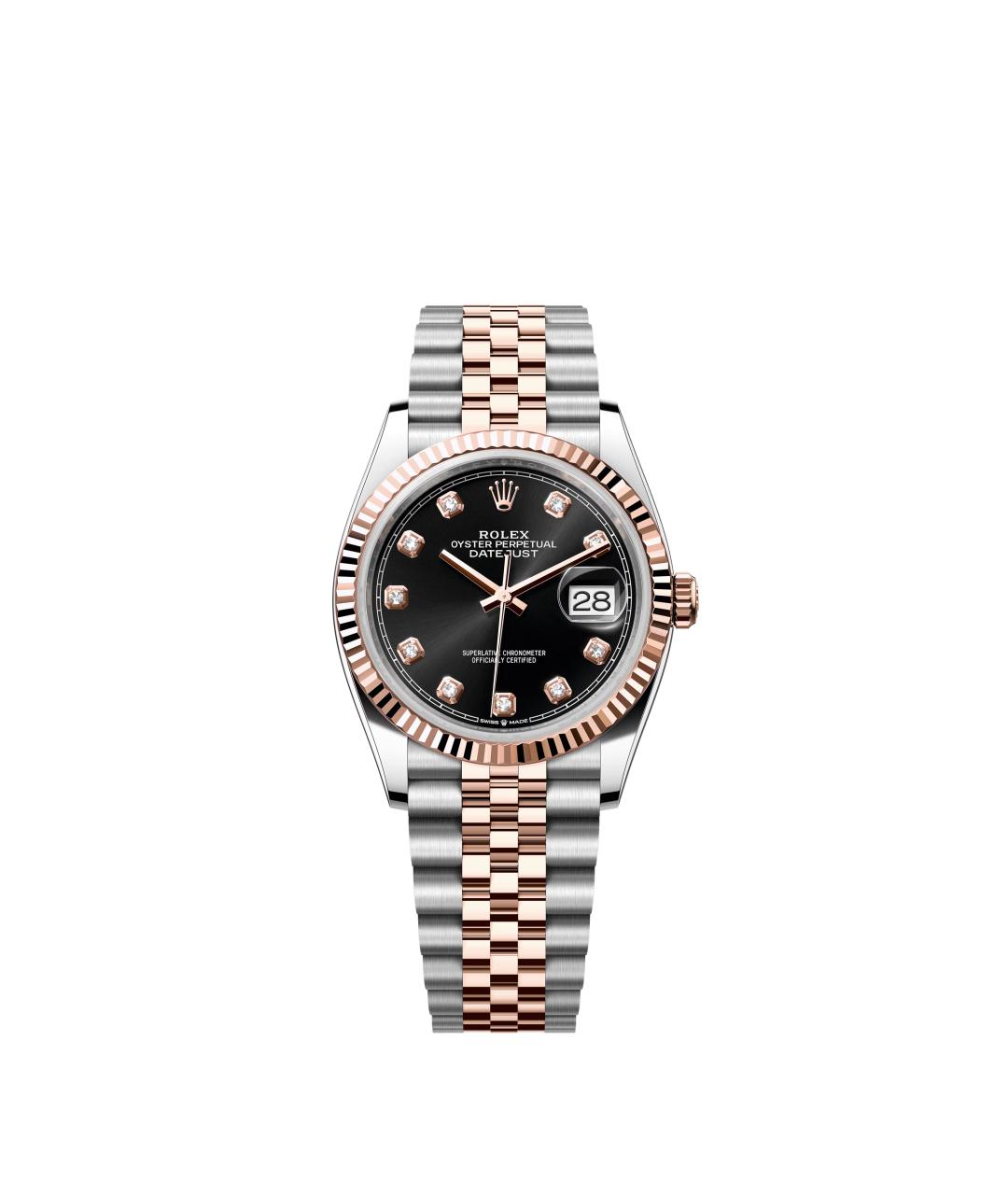 ROLEX Черные часы из розового золота, фото 1