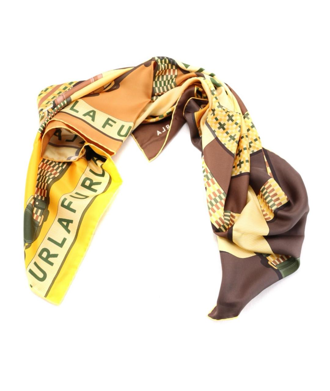 FURLA Горчичный шелковый платок, фото 2