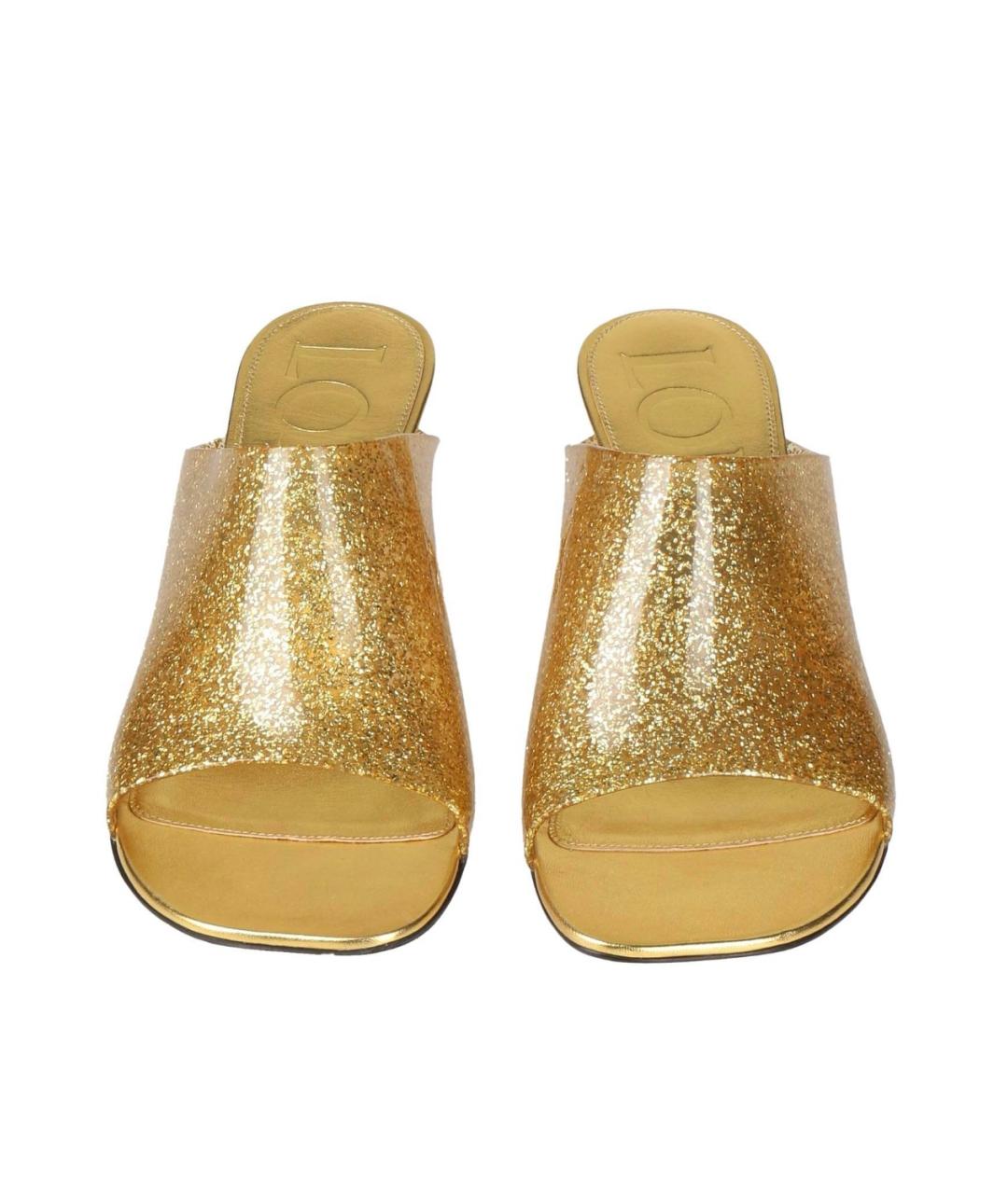 LOEWE Золотые кожаные мюли, фото 7