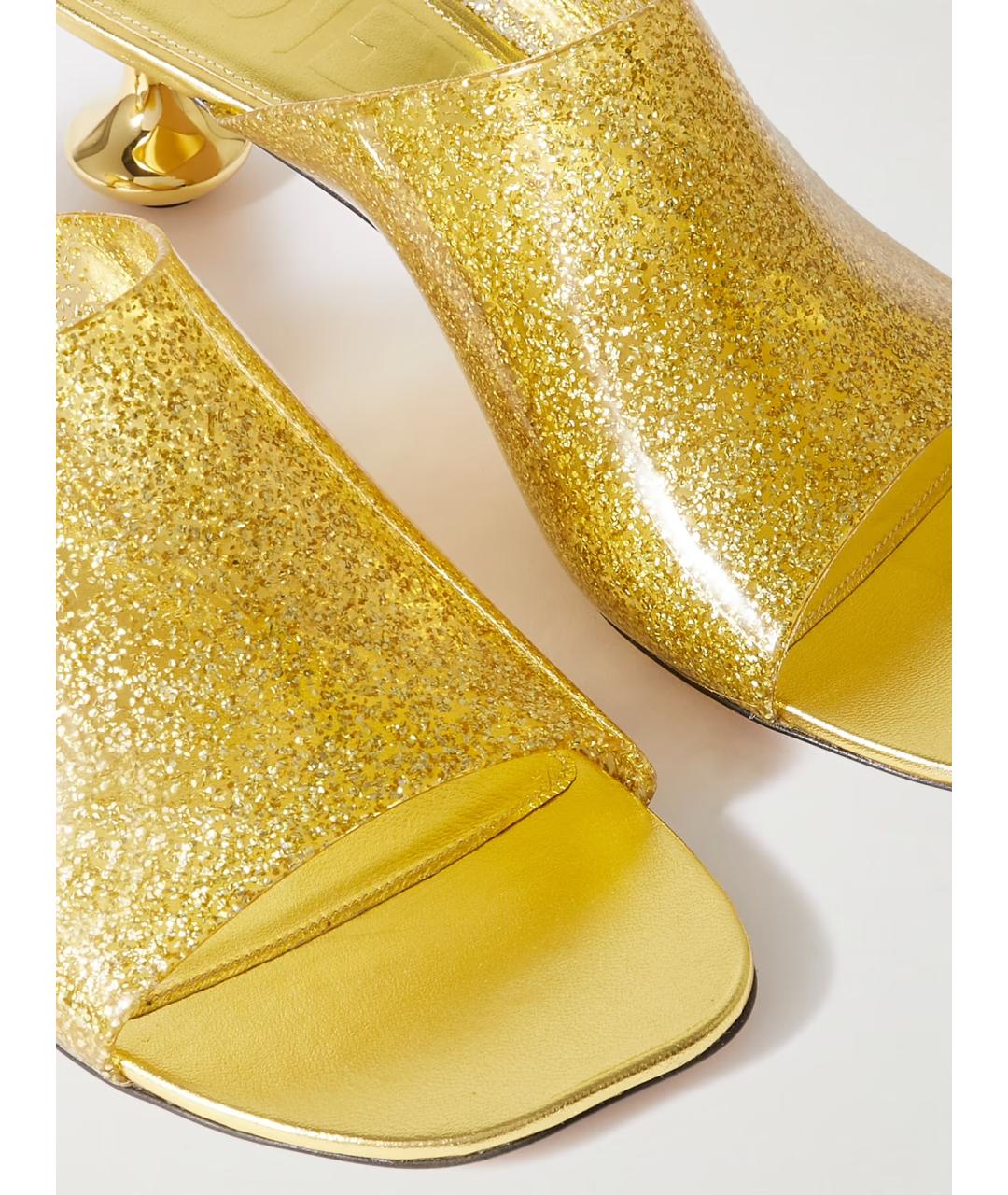 LOEWE Золотые кожаные мюли, фото 4