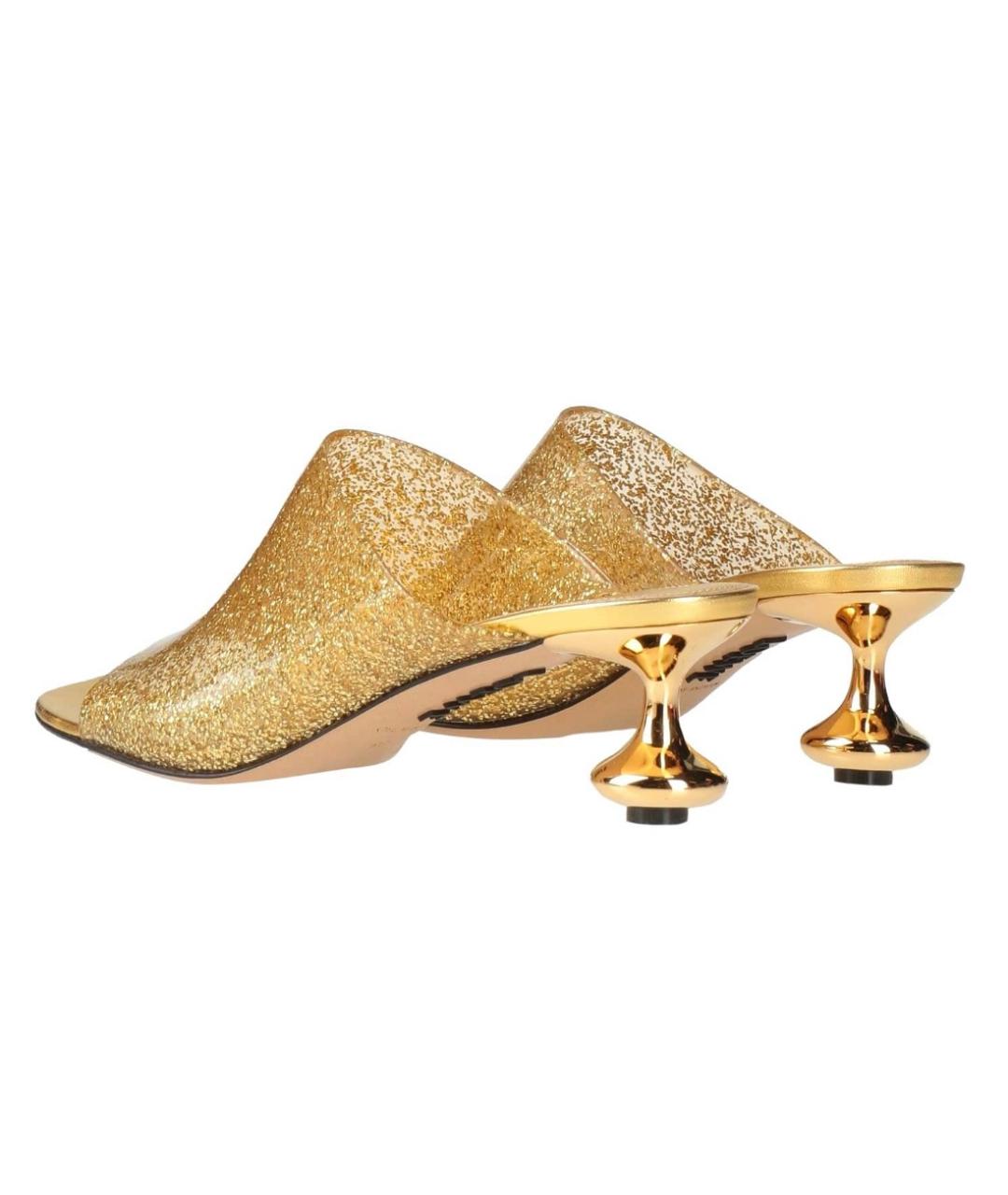 LOEWE Золотые кожаные мюли, фото 8