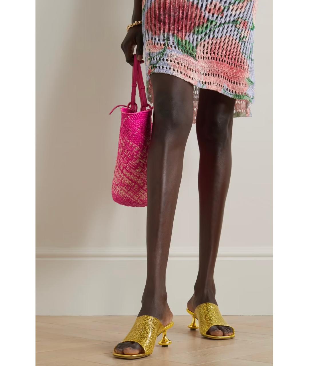 LOEWE Золотые кожаные мюли, фото 2