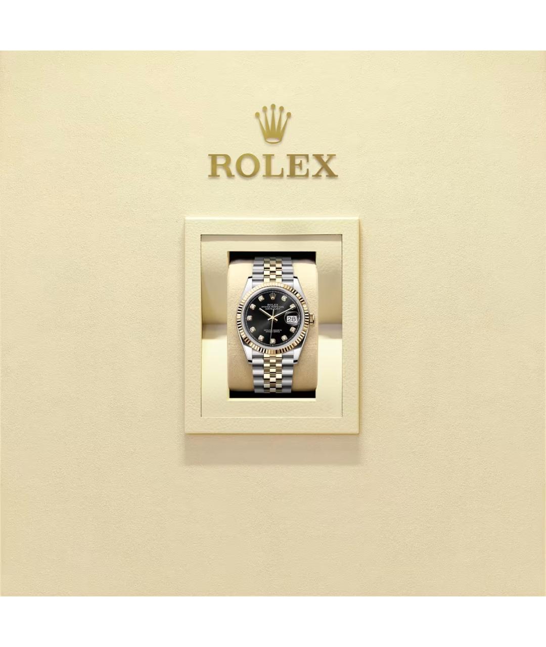 ROLEX Черные часы из желтого золота, фото 2