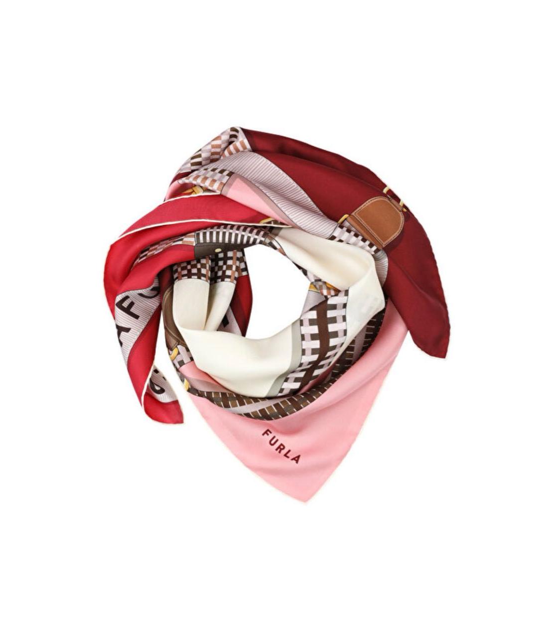 FURLA Бордовый шелковый платок, фото 2