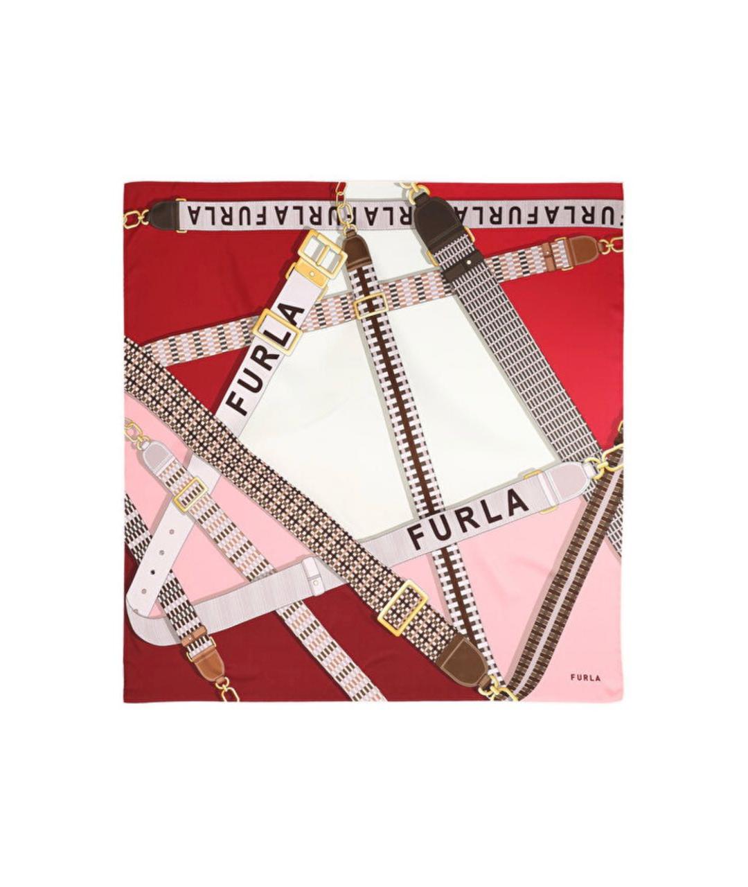 FURLA Бордовый шелковый платок, фото 1