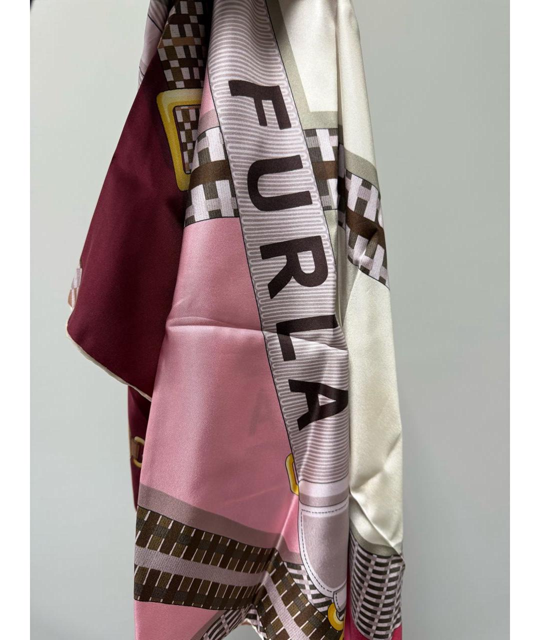 FURLA Бордовый шелковый платок, фото 4