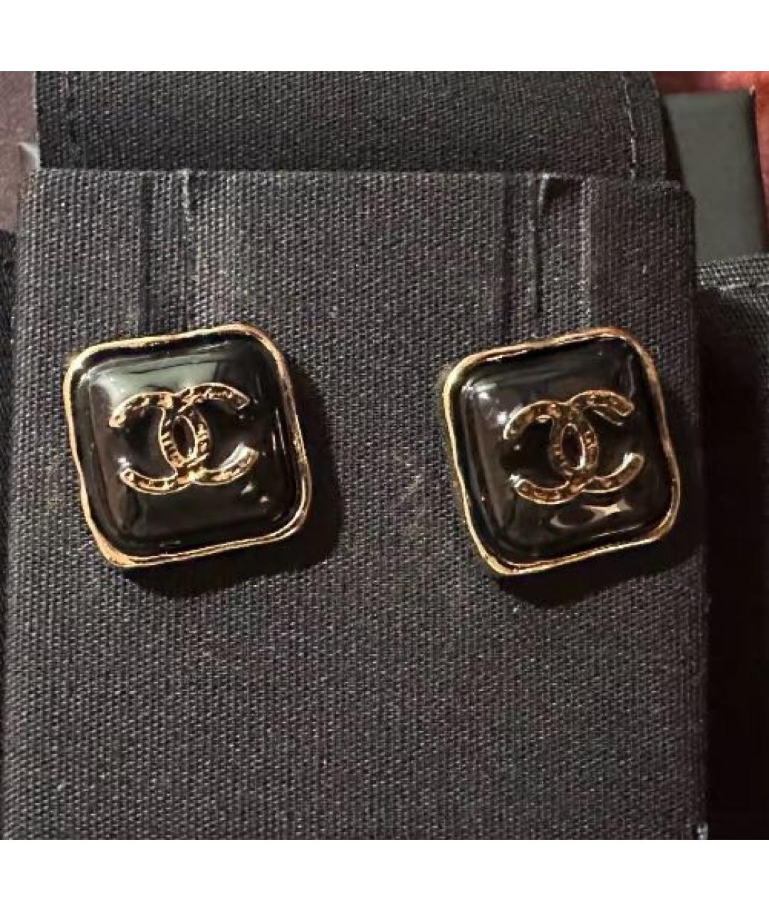 CHANEL Черные металлические серьги, фото 5