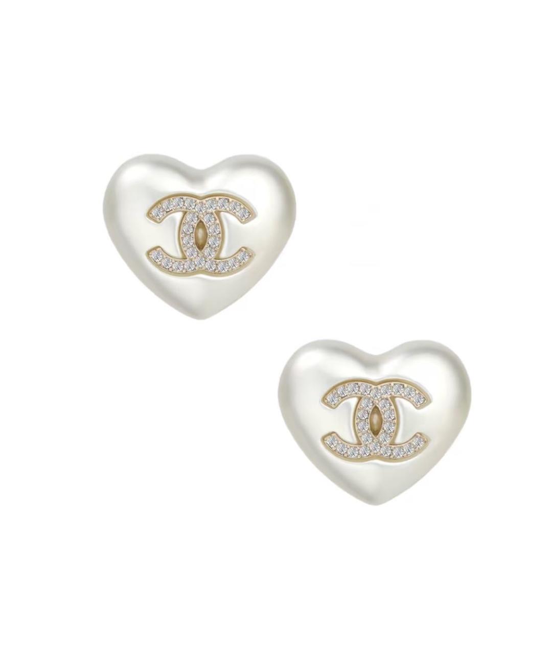 CHANEL Белые металлические серьги, фото 1