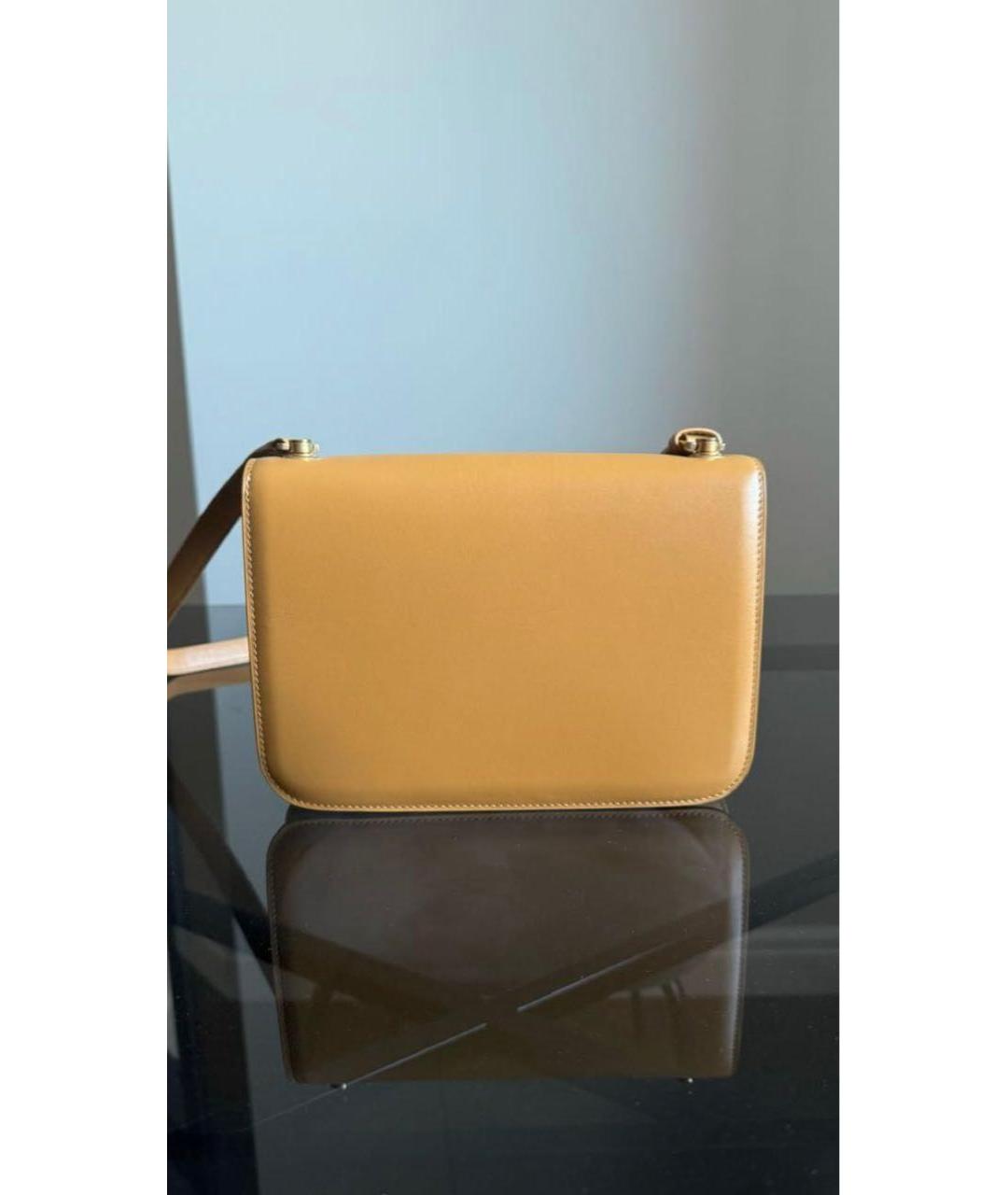 SAINT LAURENT Горчичная кожаная сумка через плечо, фото 7