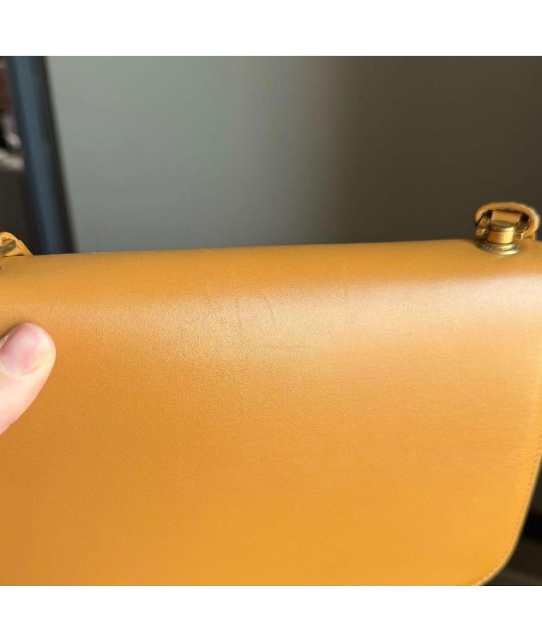 SAINT LAURENT Горчичная кожаная сумка через плечо, фото 3