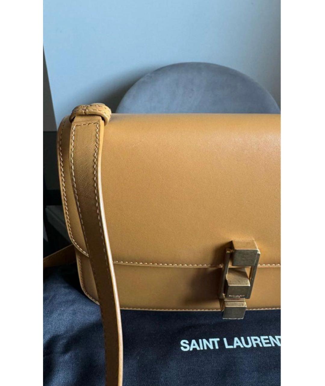 SAINT LAURENT Горчичная кожаная сумка через плечо, фото 4