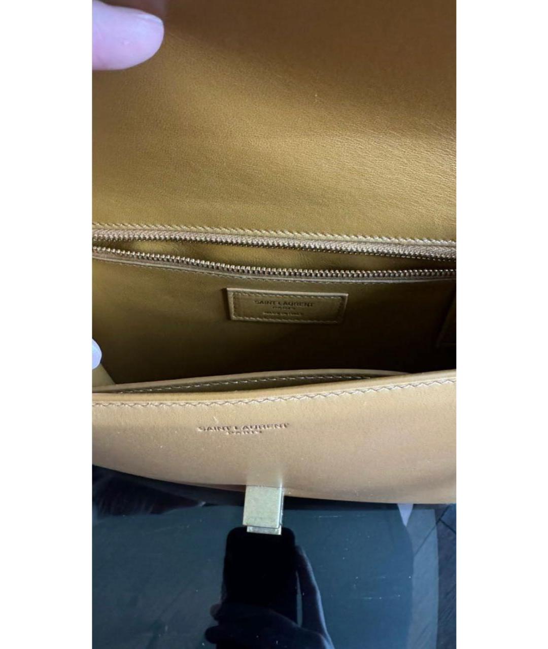 SAINT LAURENT Горчичная кожаная сумка через плечо, фото 6