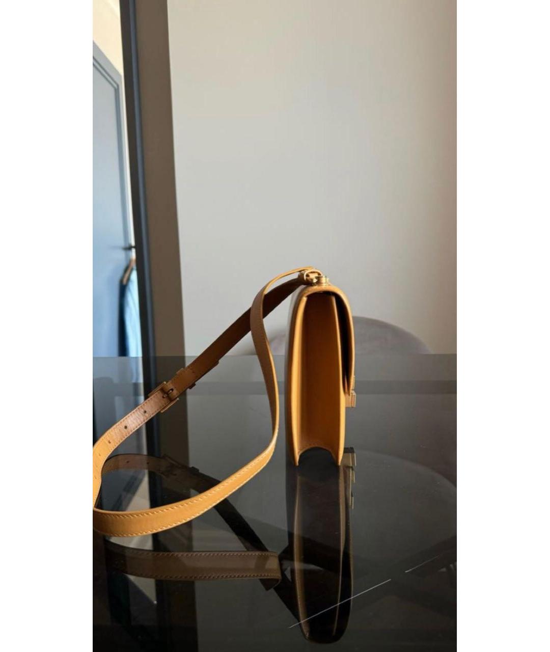 SAINT LAURENT Горчичная кожаная сумка через плечо, фото 8