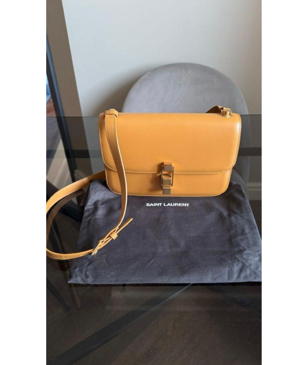 SAINT LAURENT Горчичная кожаная сумка через плечо, фото 2