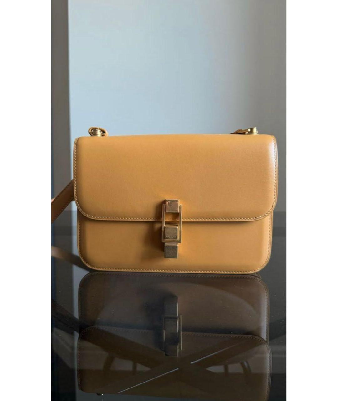 SAINT LAURENT Горчичная кожаная сумка через плечо, фото 9