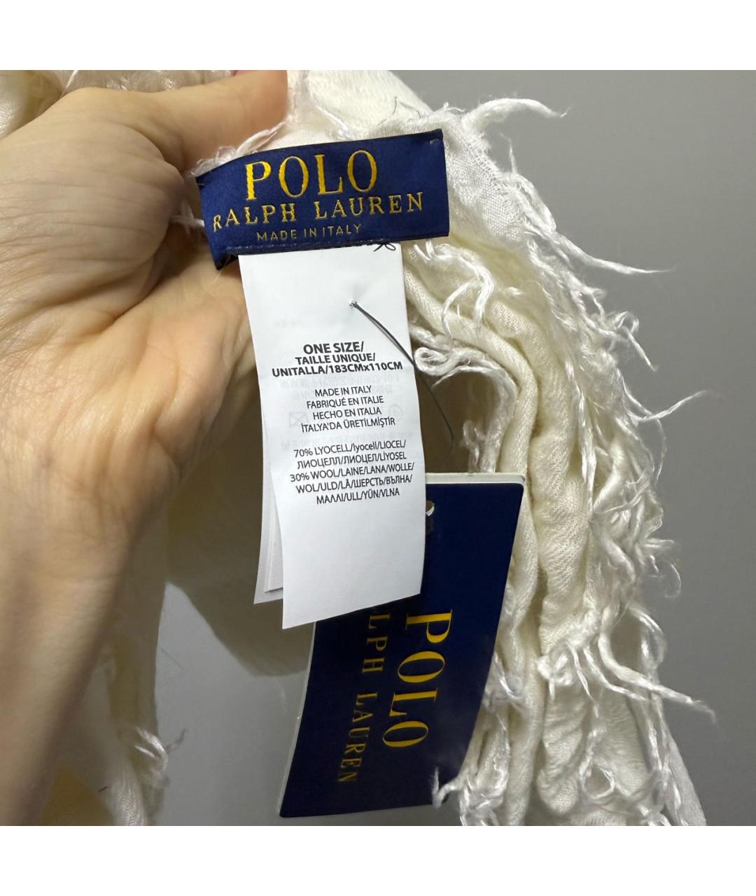 POLO RALPH LAUREN Белый шарф, фото 3