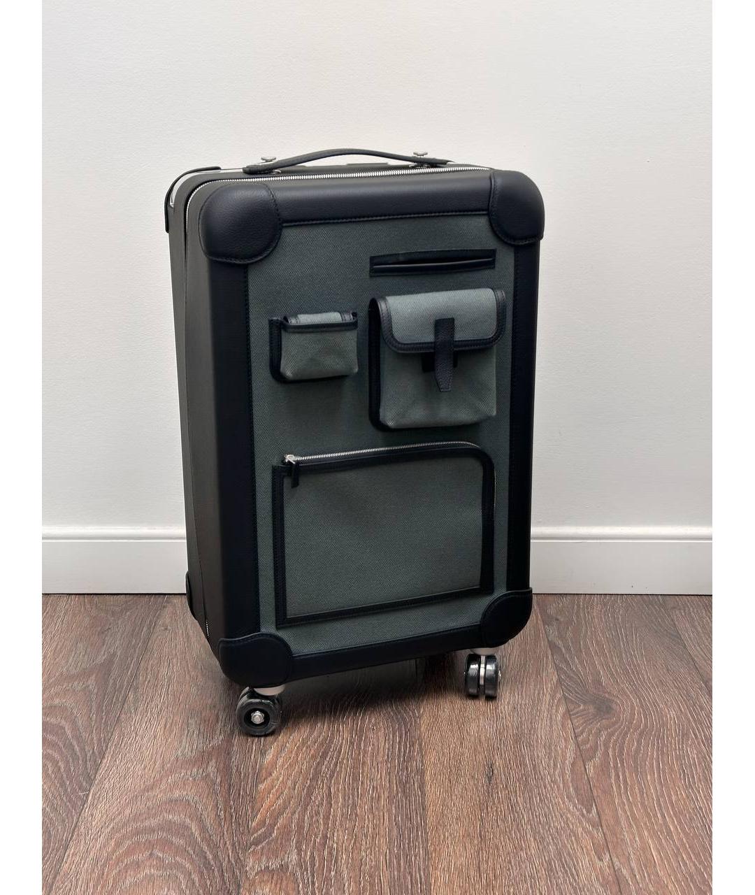 HERMES Хаки кожаный чемодан, фото 2