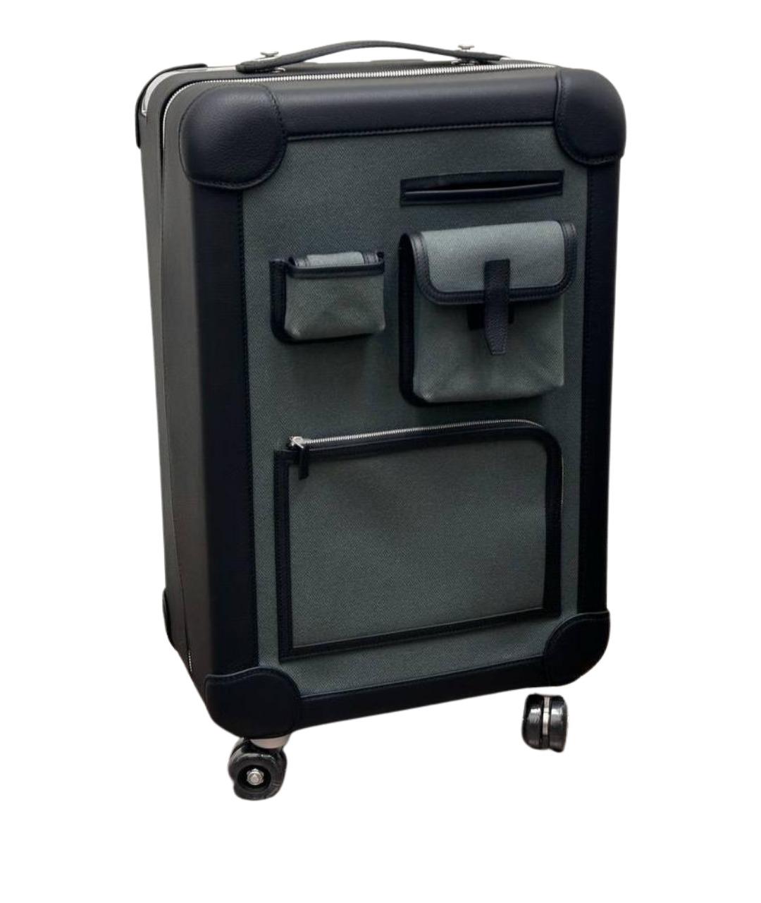 HERMES Хаки кожаный чемодан, фото 1