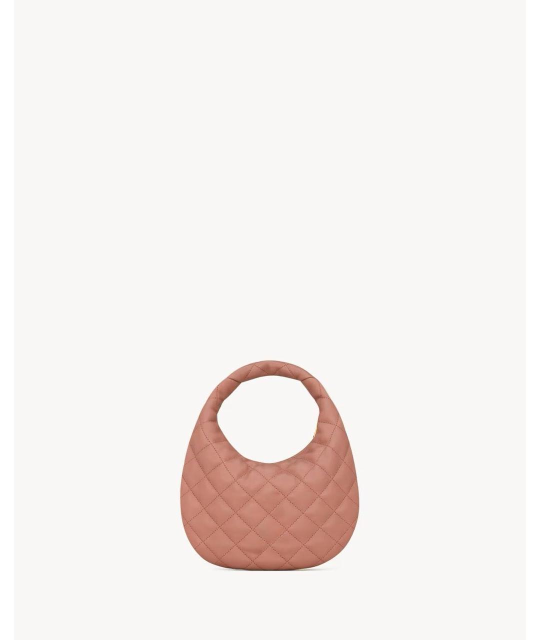 SAINT LAURENT Коралловая кожаная сумка с короткими ручками, фото 2