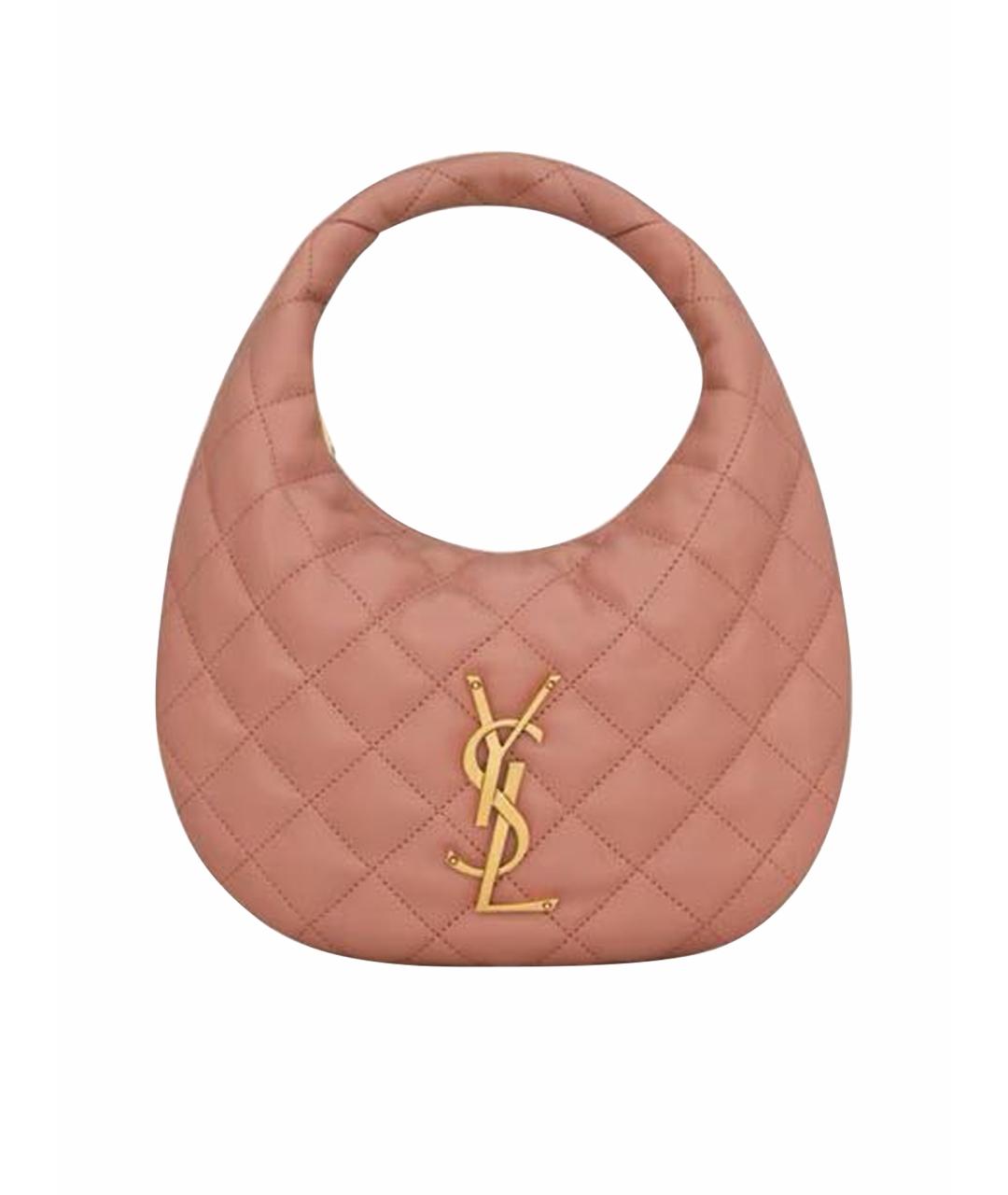 SAINT LAURENT Коралловая кожаная сумка с короткими ручками, фото 1