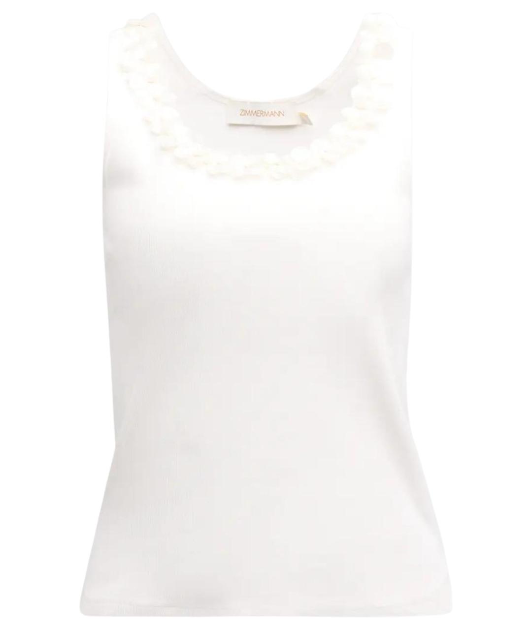 ZIMMERMANN Белая хлопко-эластановая майка, фото 1