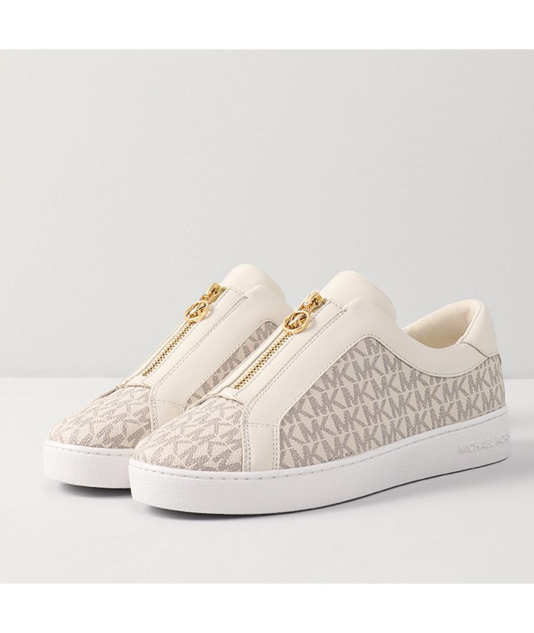 MICHAEL KORS Бежевые кожаные кеды, фото 2