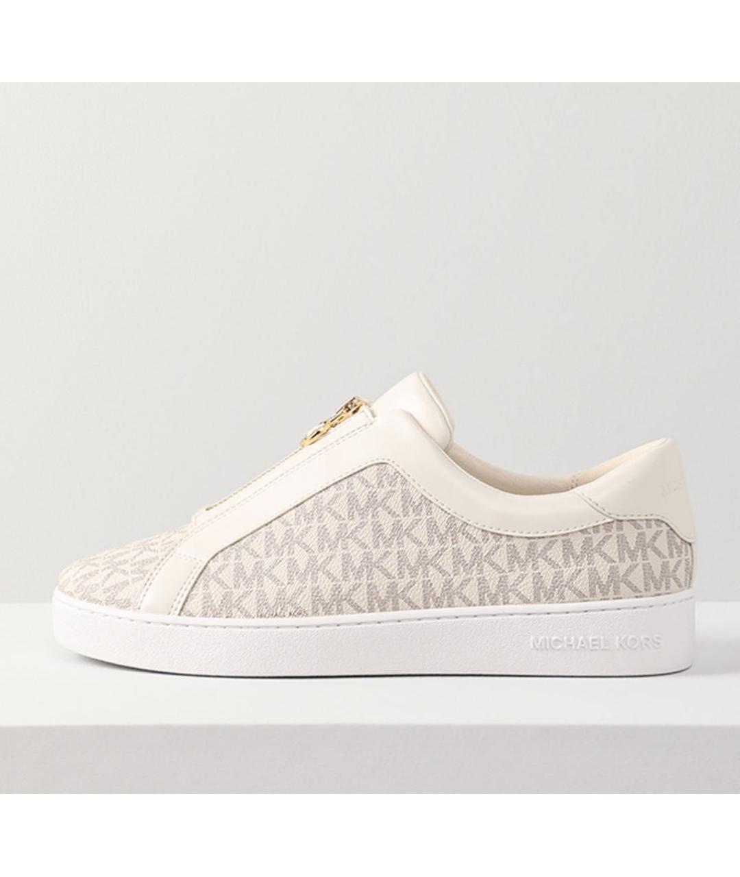 MICHAEL KORS Бежевые кожаные кеды, фото 6