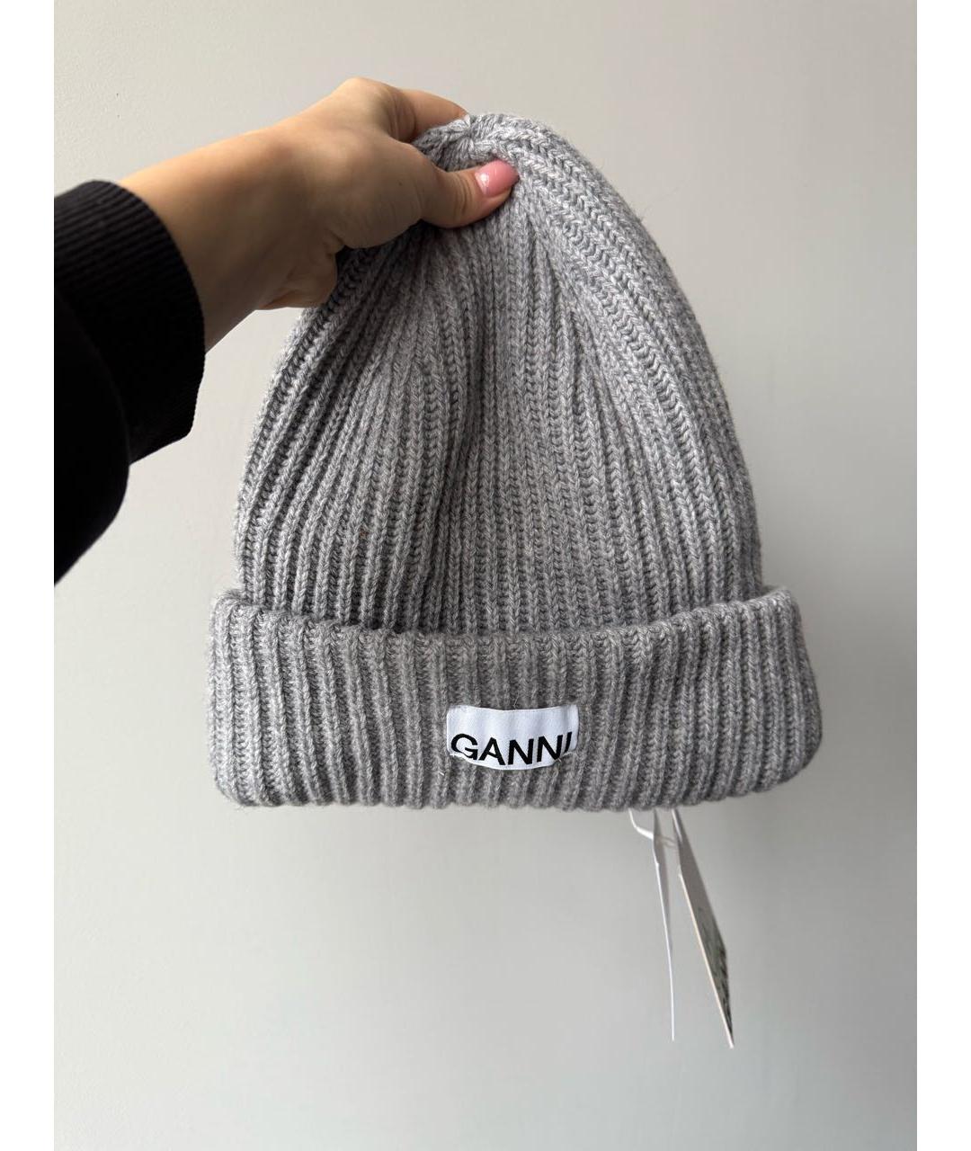 GANNI Серая шерстяная шапка, фото 5