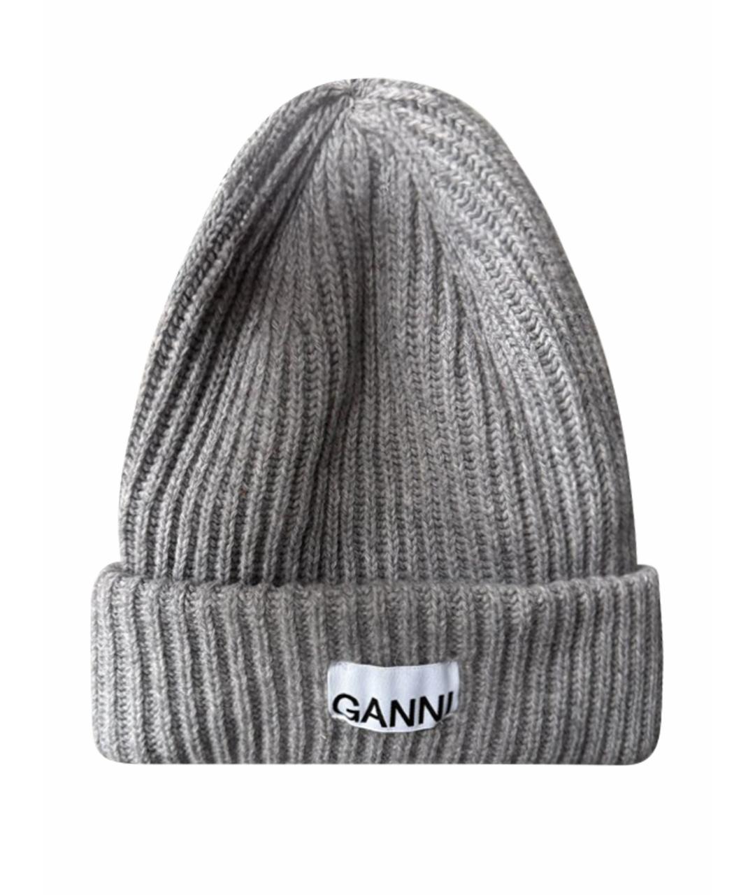 GANNI Серая шерстяная шапка, фото 1
