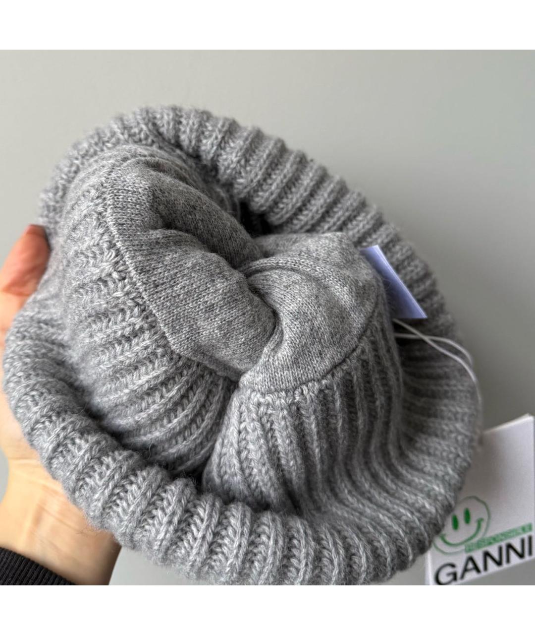 GANNI Серая шерстяная шапка, фото 3