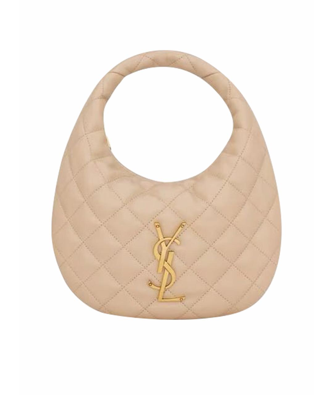 SAINT LAURENT Бежевая кожаная сумка с короткими ручками, фото 1