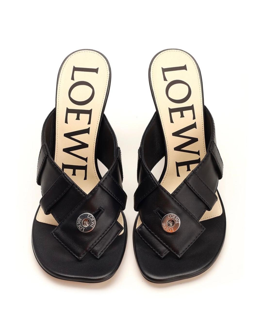 LOEWE Черные кожаные мюли, фото 3