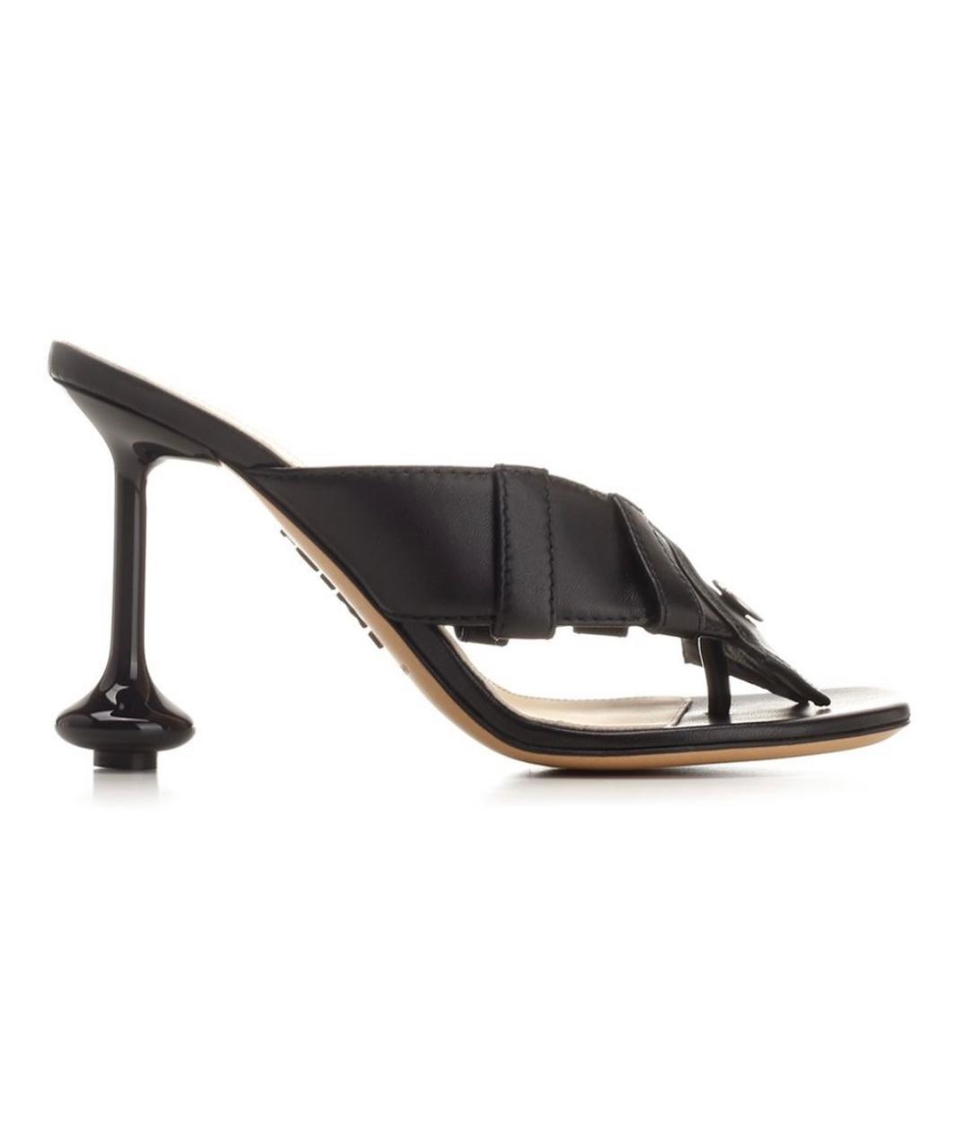 LOEWE Черные кожаные мюли, фото 5