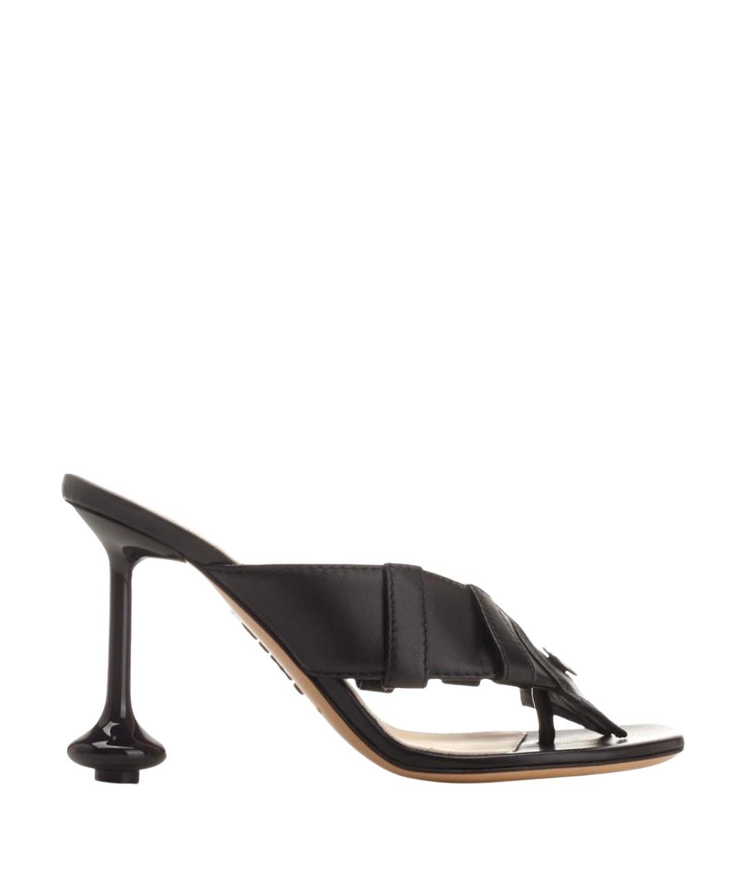 LOEWE Черные кожаные мюли, фото 1