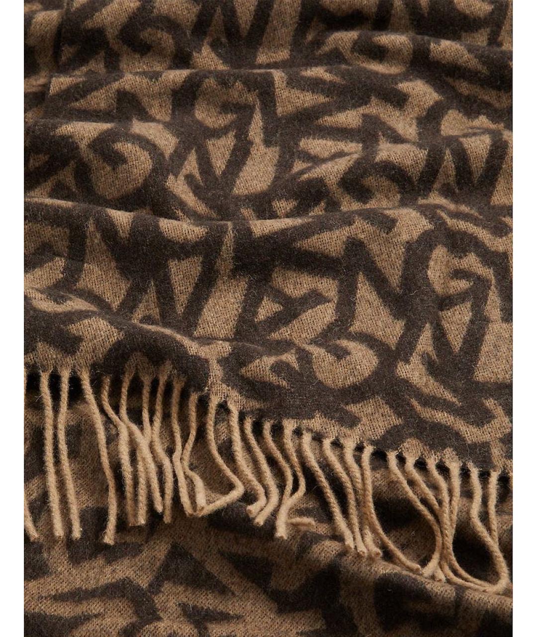 GANNI Коричневый шерстяной шарф, фото 2