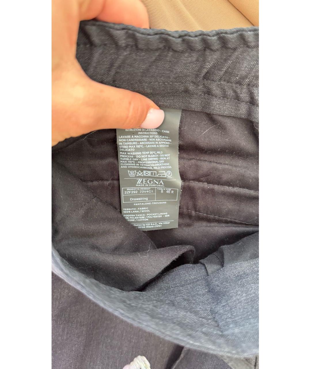 ERMENEGILDO ZEGNA XXX Антрацитовые шерстяные классические брюки, фото 6