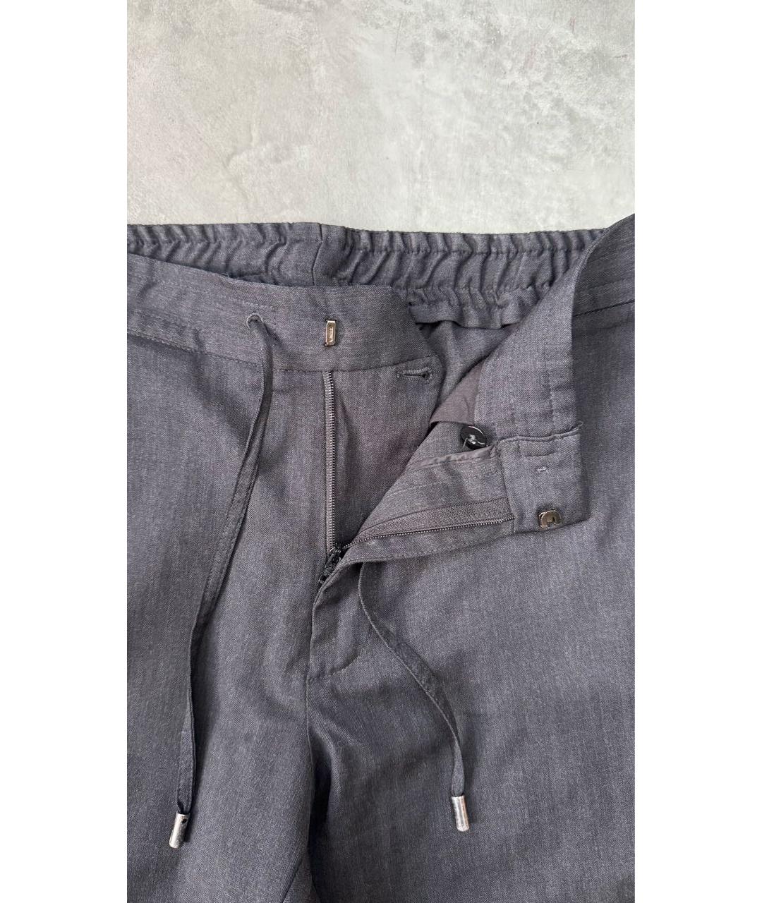 ERMENEGILDO ZEGNA XXX Антрацитовые шерстяные классические брюки, фото 3