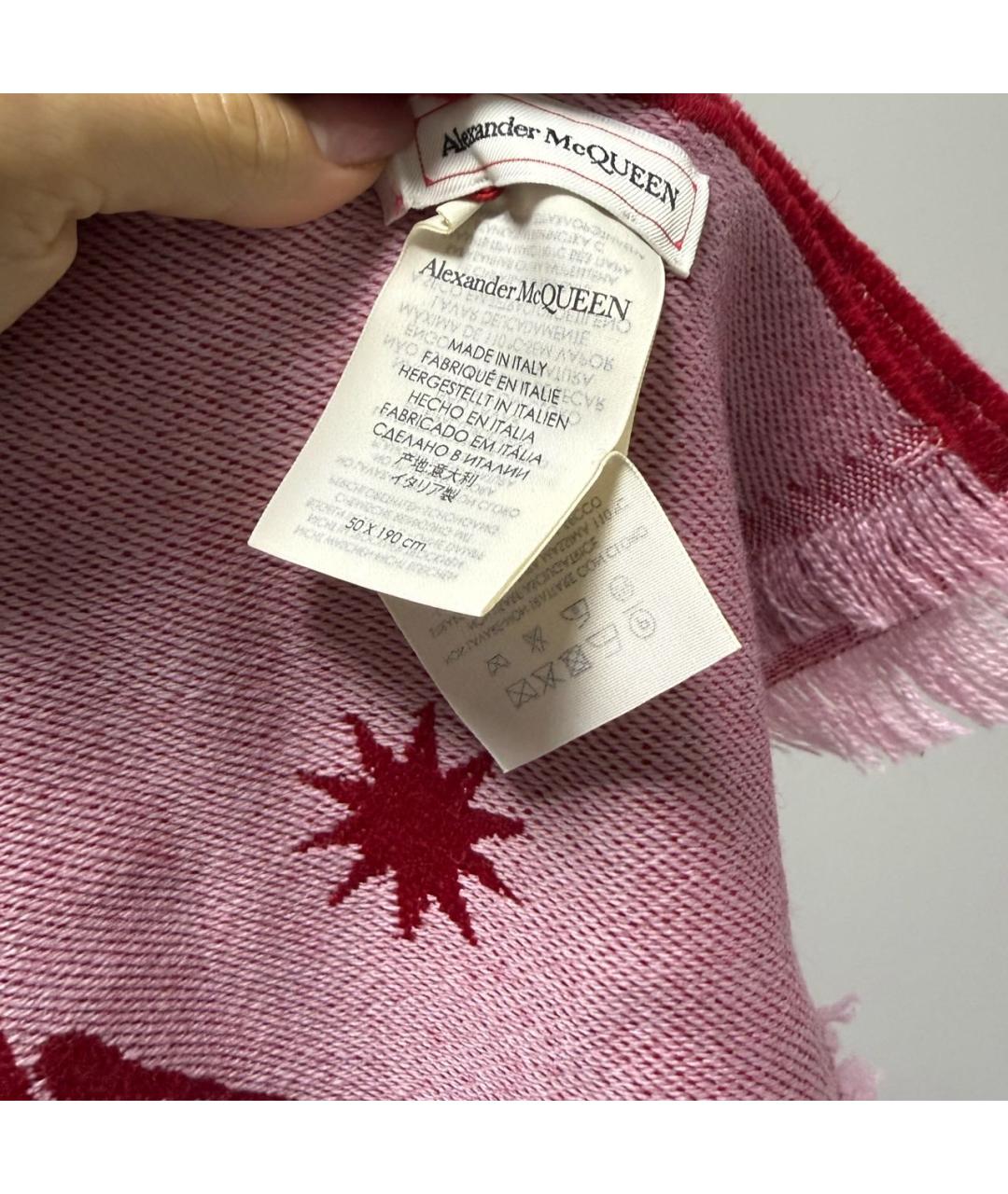 ALEXANDER MCQUEEN Красный шерстяной шарф, фото 4