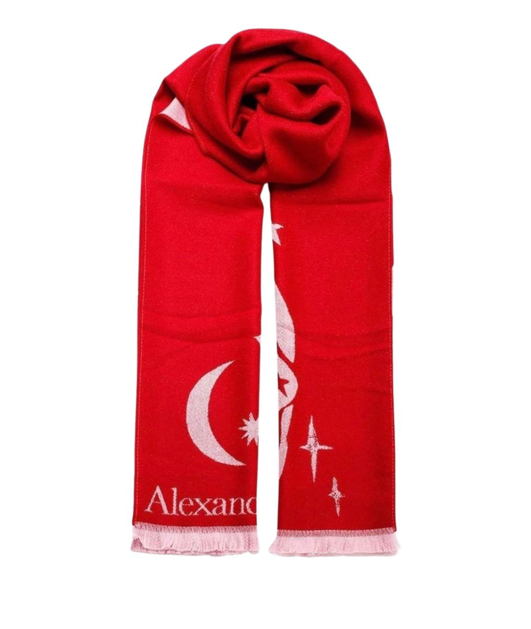 ALEXANDER MCQUEEN Красный шерстяной шарф, фото 1