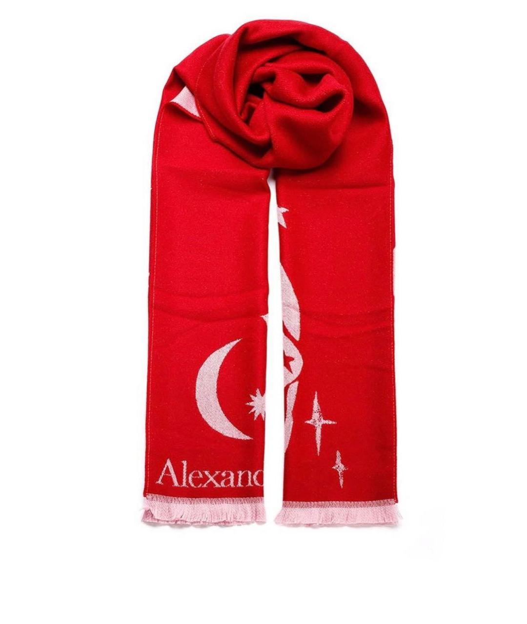 ALEXANDER MCQUEEN Красный шерстяной шарф, фото 5