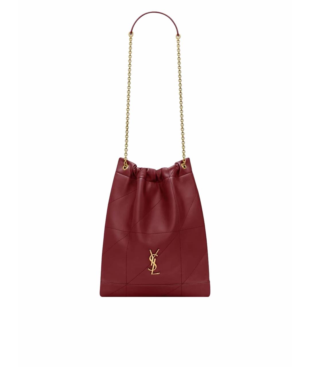 SAINT LAURENT Бордовая кожаная сумка с короткими ручками, фото 1