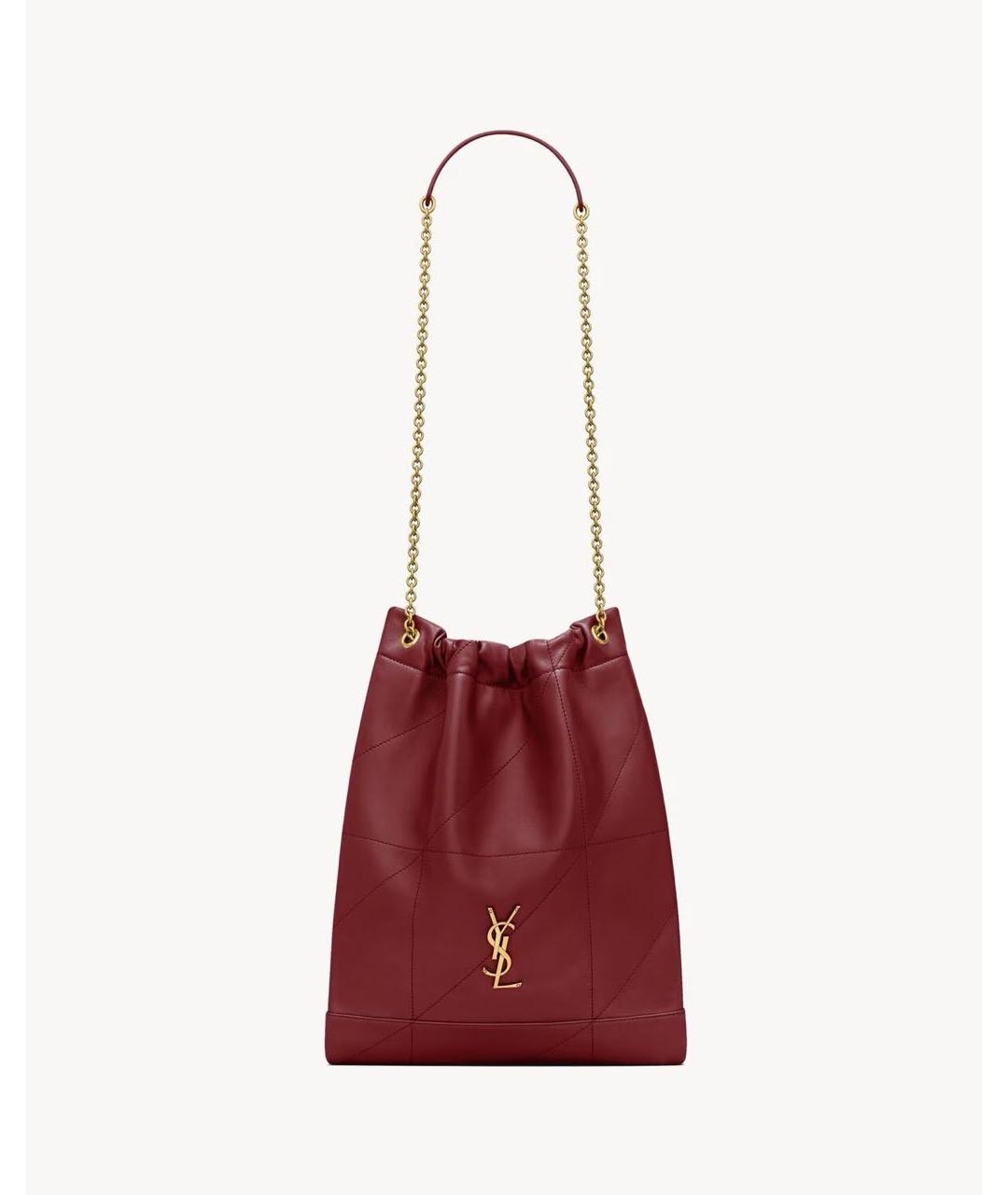 SAINT LAURENT Бордовая кожаная сумка с короткими ручками, фото 5